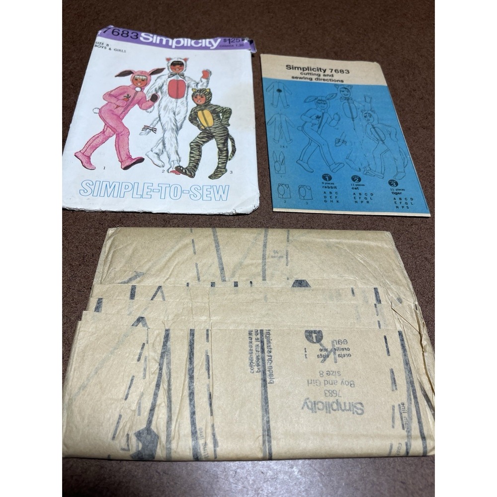 Simplicity 7683 Pattern Halloween Costume Kids Bunny Or Cat Size 8